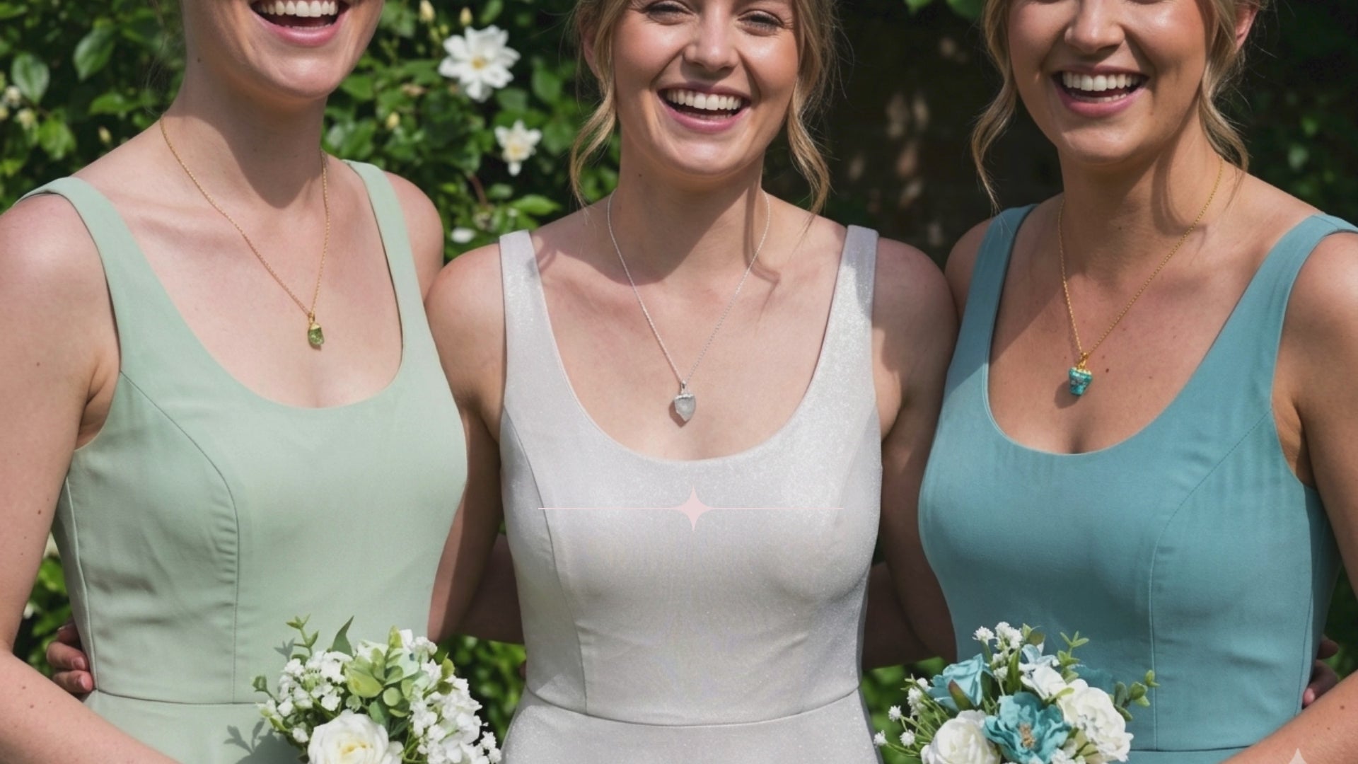 Bridesmaids gifts natural raw crystal pendants