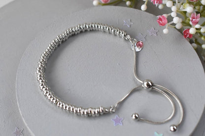 All Silver Rings Slider Bracelet with optional high quality austrian crystal birthstone