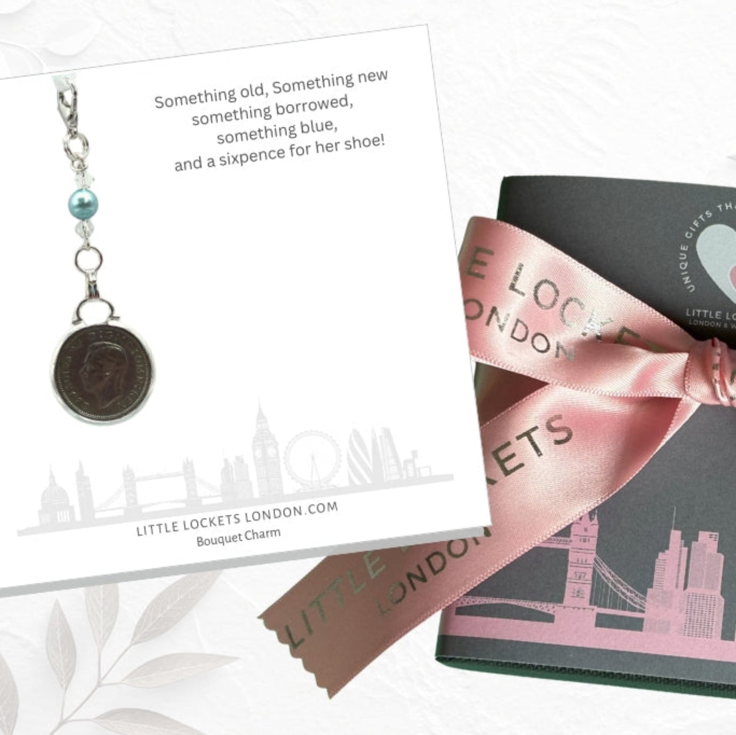 Sixpence Wedding Bouquet Charm – Something Blue Lucky Sixpence Bridal Keepsake
