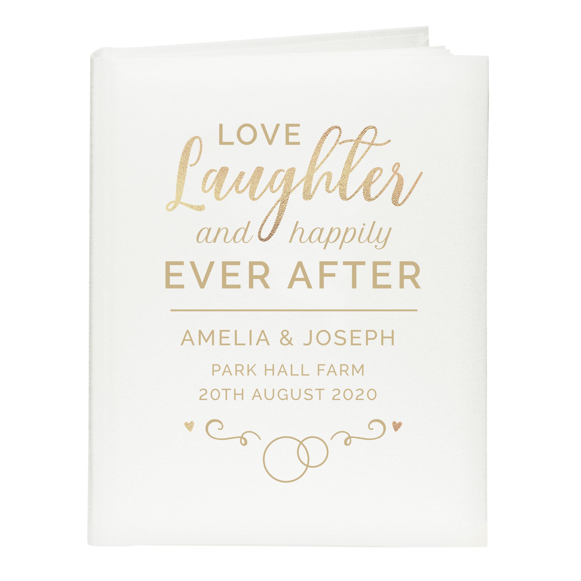 love, laughter and happily ever after personalised wedding album