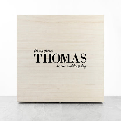 gift box for groom personalised with name