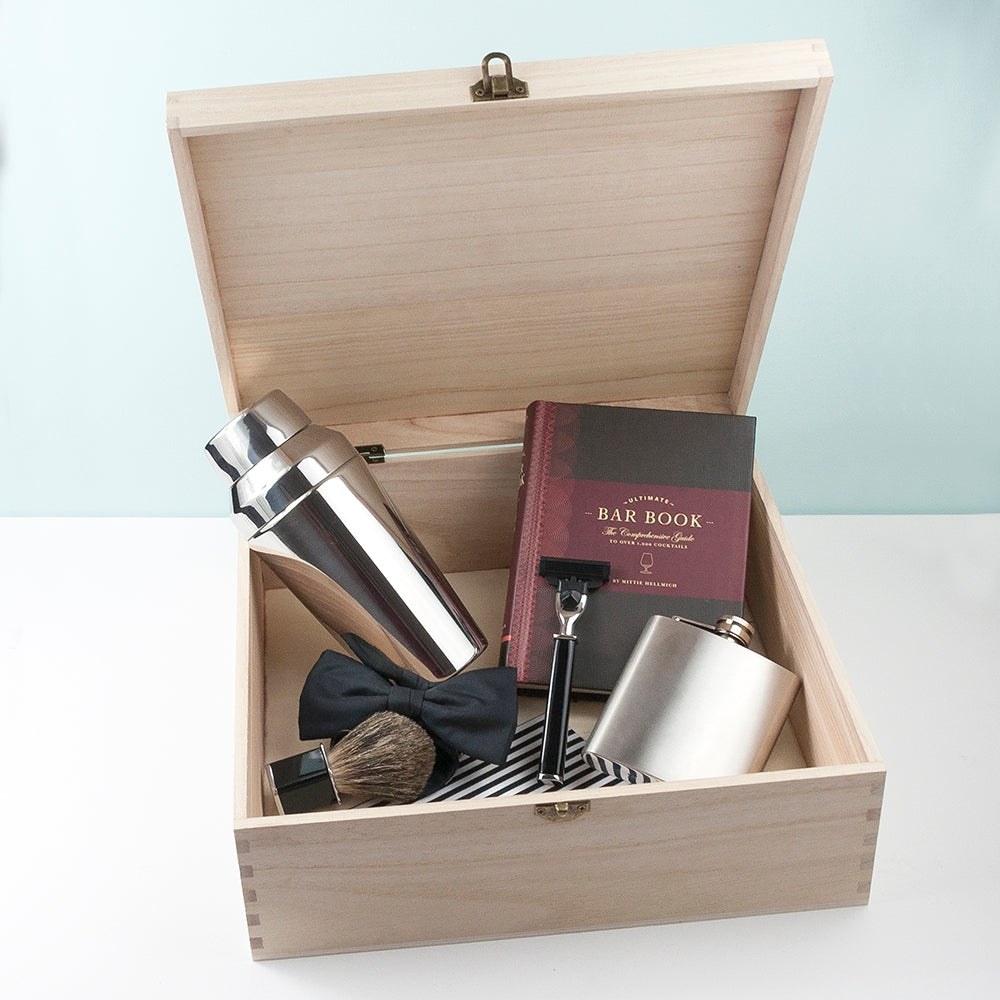 open gift box for groom showing suggested content