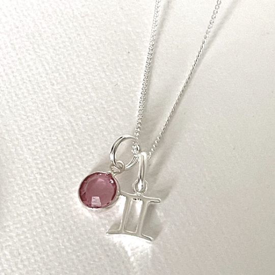 high quality crystal birthstone shown on birthsign pendant