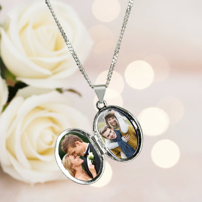 Inside of personalised sterling silver oval locket