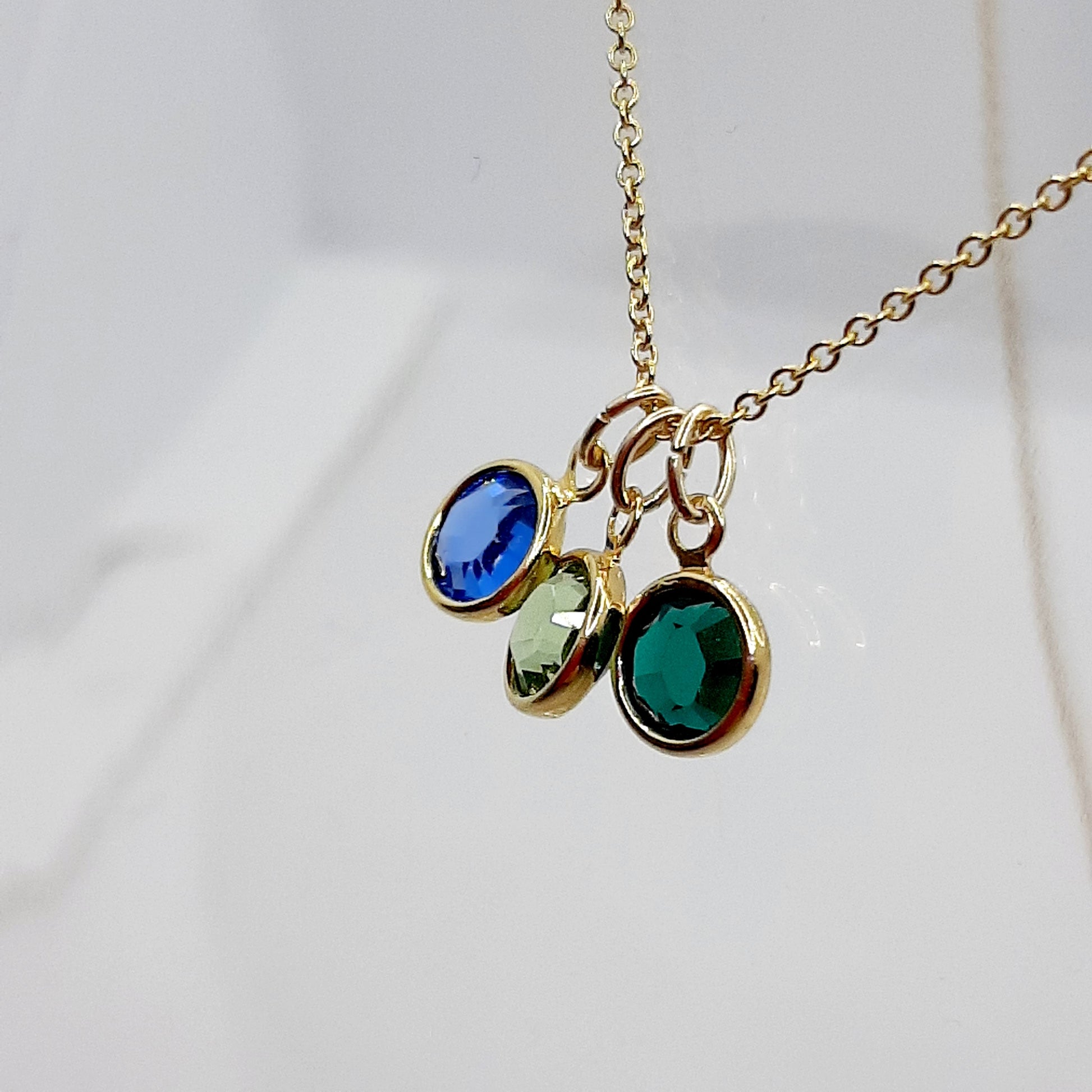 high quality birthstones linked on plain goold chain